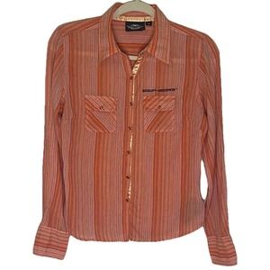 Harley‎ Davidson Woman's Long Sleeve Pearl  Snap Sz Medium